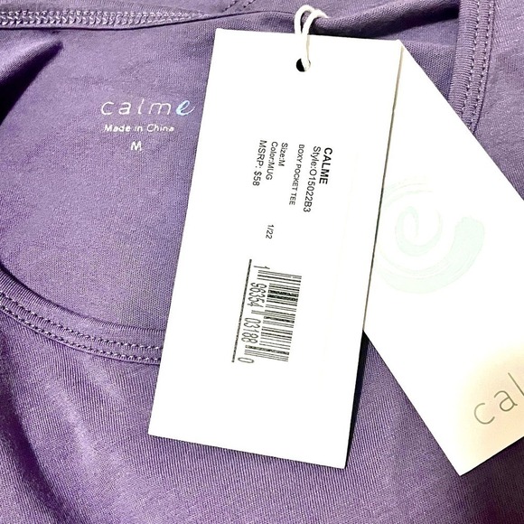 Johnny‎ Was Calme NWT Boxy Pocket Tee Cotton Lavender Purple Medium - Picture 6 of 9
